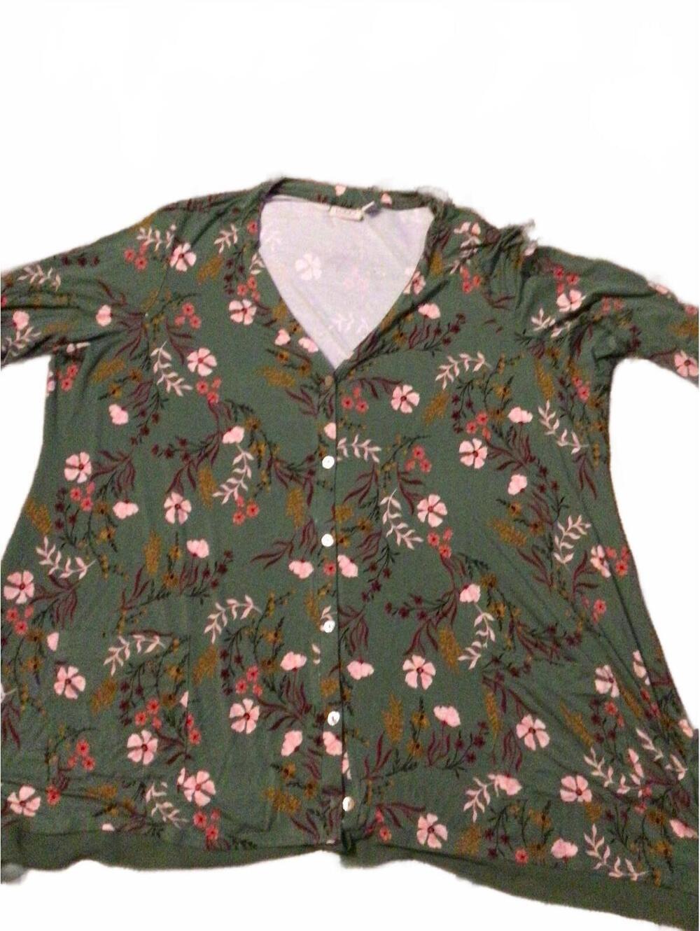 LOGO Floral button down tunic in a size 2X